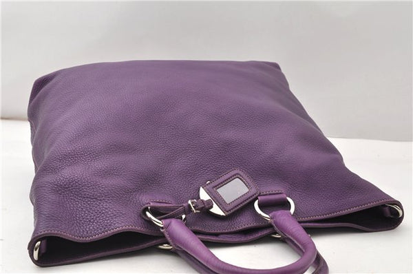 Authentic PRADA Vintage Leather Nappa 2Way Shoulder Hand Tote Bag Purple 9892F