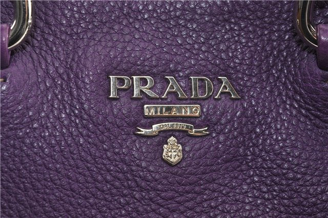 Authentic PRADA Vintage Leather Nappa 2Way Shoulder Hand Tote Bag Purple 9892F