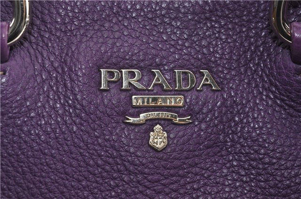 Authentic PRADA Vintage Leather Nappa 2Way Shoulder Hand Tote Bag Purple 9892F