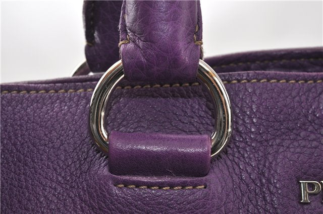 Authentic PRADA Vintage Leather Nappa 2Way Shoulder Hand Tote Bag Purple 9892F