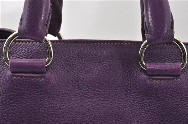 Authentic PRADA Vintage Leather Nappa 2Way Shoulder Hand Tote Bag Purple 9892F
