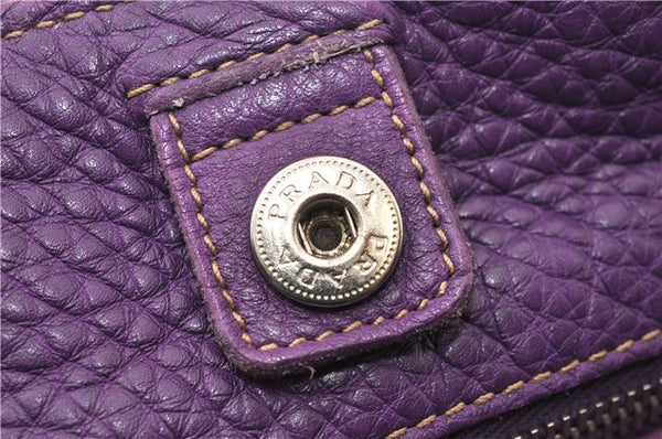 Authentic PRADA Vintage Leather Nappa 2Way Shoulder Hand Tote Bag Purple 9892F