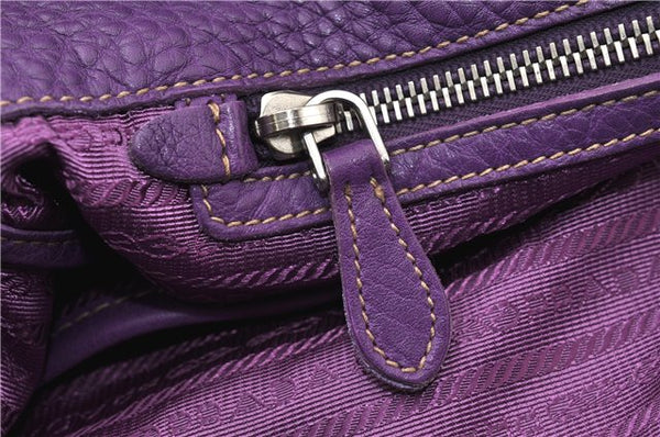 Authentic PRADA Vintage Leather Nappa 2Way Shoulder Hand Tote Bag Purple 9892F