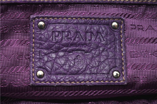 Authentic PRADA Vintage Leather Nappa 2Way Shoulder Hand Tote Bag Purple 9892F