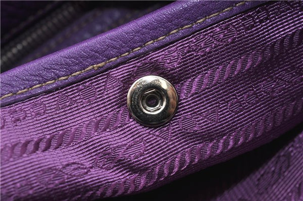 Authentic PRADA Vintage Leather Nappa 2Way Shoulder Hand Tote Bag Purple 9892F