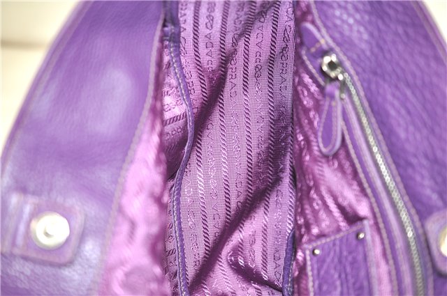 Authentic PRADA Vintage Leather Nappa 2Way Shoulder Hand Tote Bag Purple 9892F