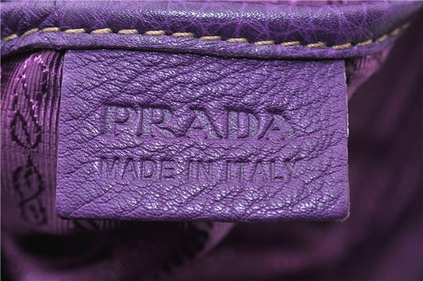 Authentic PRADA Vintage Leather Nappa 2Way Shoulder Hand Tote Bag Purple 9892F