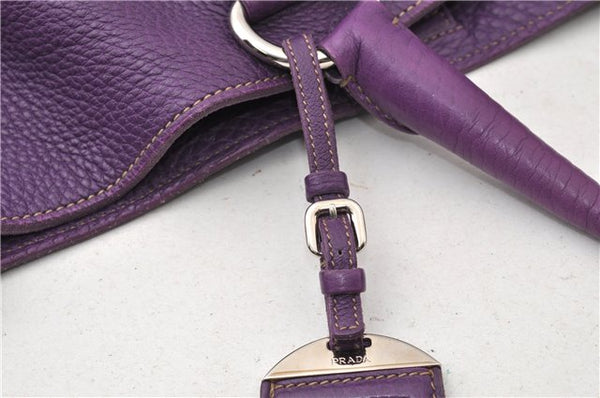 Authentic PRADA Vintage Leather Nappa 2Way Shoulder Hand Tote Bag Purple 9892F