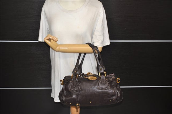 Authentic Chloe Paddington Leather Shoulder Hand Bag Purse Brown 9895D