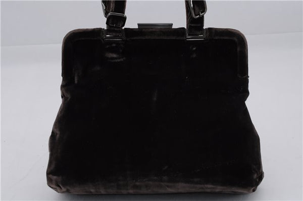 Authentic PRADA Velluto Fibbie Shoulder Hand Bag Purse Velvet B7645 Brown 9898D
