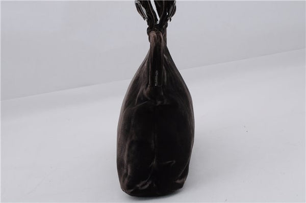 Authentic PRADA Velluto Fibbie Shoulder Hand Bag Purse Velvet B7645 Brown 9898D