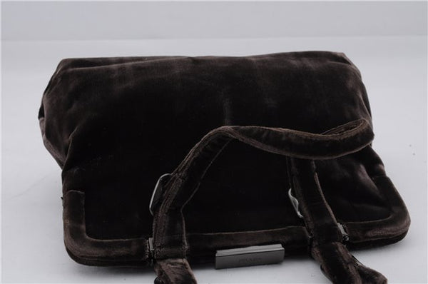 Authentic PRADA Velluto Fibbie Shoulder Hand Bag Purse Velvet B7645 Brown 9898D