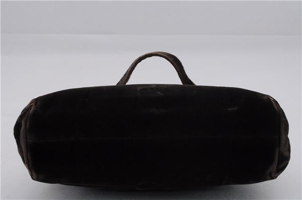 Authentic PRADA Velluto Fibbie Shoulder Hand Bag Purse Velvet B7645 Brown 9898D