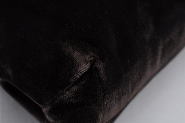 Authentic PRADA Velluto Fibbie Shoulder Hand Bag Purse Velvet B7645 Brown 9898D