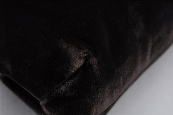 Authentic PRADA Velluto Fibbie Shoulder Hand Bag Purse Velvet B7645 Brown 9898D