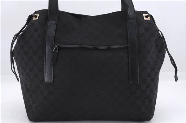 Authentic GUCCI Vintage Shoulder Tote Bag GG Canvas Leather 30501 Black 9899D