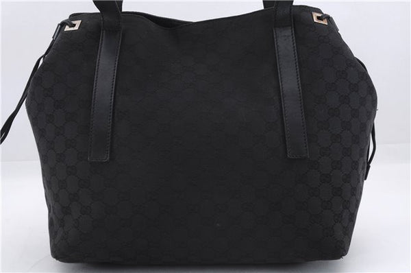 Authentic GUCCI Vintage Shoulder Tote Bag GG Canvas Leather 30501 Black 9899D