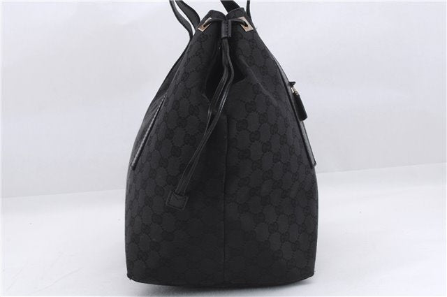 Authentic GUCCI Vintage Shoulder Tote Bag GG Canvas Leather 30501 Black 9899D