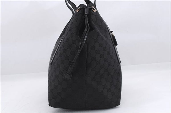 Authentic GUCCI Vintage Shoulder Tote Bag GG Canvas Leather 30501 Black 9899D