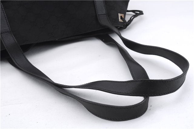 Authentic GUCCI Vintage Shoulder Tote Bag GG Canvas Leather 30501 Black 9899D