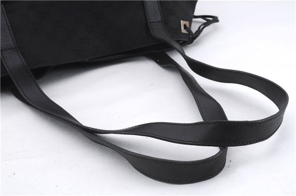 Authentic GUCCI Vintage Shoulder Tote Bag GG Canvas Leather 30501 Black 9899D
