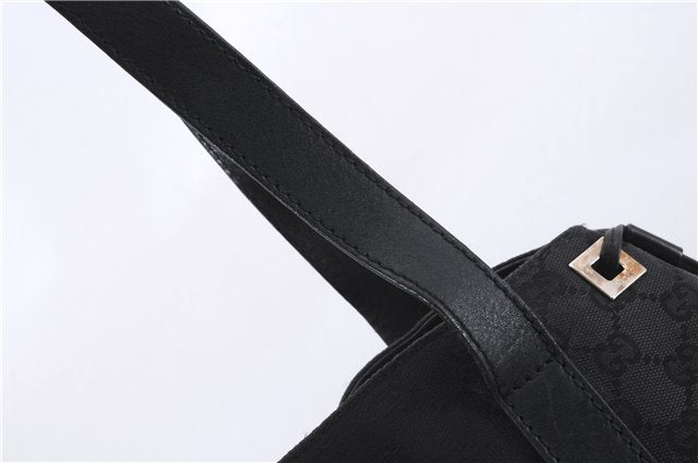 Authentic GUCCI Vintage Shoulder Tote Bag GG Canvas Leather 30501 Black 9899D