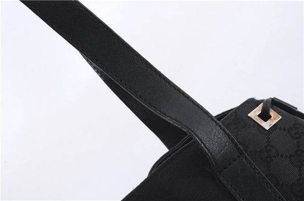 Authentic GUCCI Vintage Shoulder Tote Bag GG Canvas Leather 30501 Black 9899D