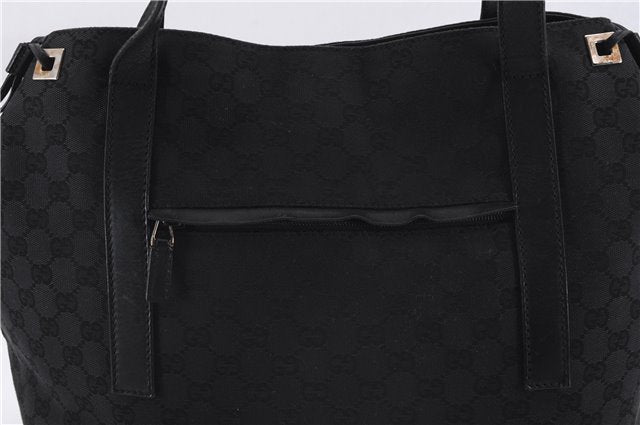 Authentic GUCCI Vintage Shoulder Tote Bag GG Canvas Leather 30501 Black 9899D