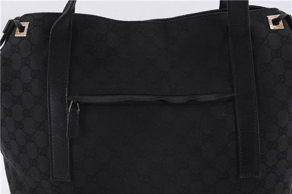 Authentic GUCCI Vintage Shoulder Tote Bag GG Canvas Leather 30501 Black 9899D