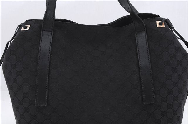 Authentic GUCCI Vintage Shoulder Tote Bag GG Canvas Leather 30501 Black 9899D