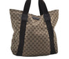 Authentic GUCCI Vintage Shoulder Tote Bag GG Canvas Leather 189669 Brown 9900D