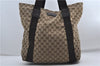 Authentic GUCCI Vintage Shoulder Tote Bag GG Canvas Leather 189669 Brown 9900D