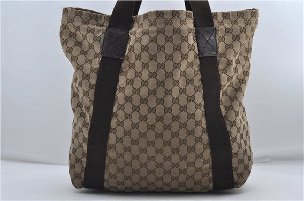 Authentic GUCCI Vintage Shoulder Tote Bag GG Canvas Leather 189669 Brown 9900D