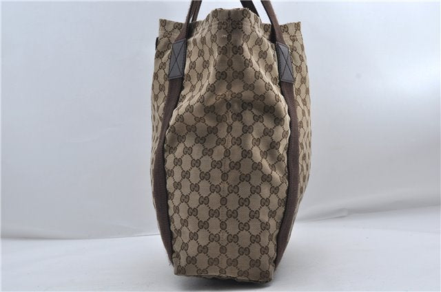 Authentic GUCCI Vintage Shoulder Tote Bag GG Canvas Leather 189669 Brown 9900D