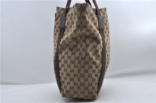 Authentic GUCCI Vintage Shoulder Tote Bag GG Canvas Leather 189669 Brown 9900D