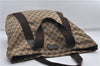 Authentic GUCCI Vintage Shoulder Tote Bag GG Canvas Leather 189669 Brown 9900D