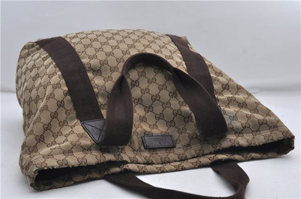 Authentic GUCCI Vintage Shoulder Tote Bag GG Canvas Leather 189669 Brown 9900D