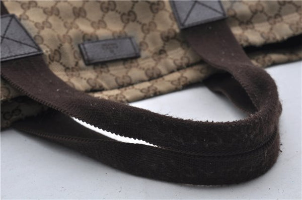 Authentic GUCCI Vintage Shoulder Tote Bag GG Canvas Leather 189669 Brown 9900D