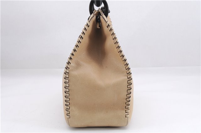 Authentic GUCCI Vintage Shoulder Hand Bag Leather Wood 106234 Beige Brown 9902D