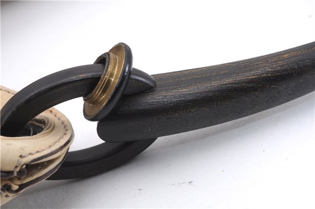 Authentic GUCCI Vintage Shoulder Hand Bag Leather Wood 106234 Beige Brown 9902D