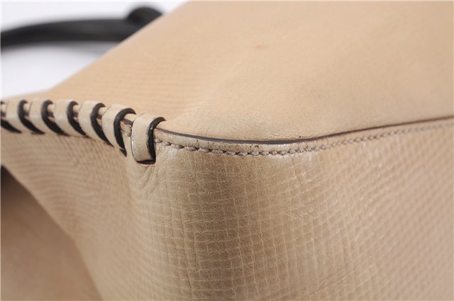 Authentic GUCCI Vintage Shoulder Hand Bag Leather Wood 106234 Beige Brown 9902D