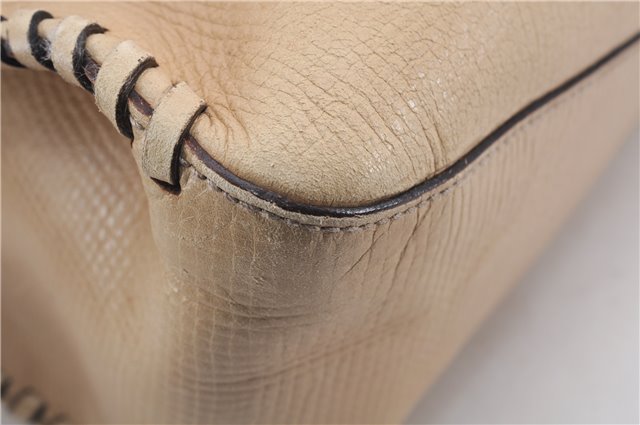 Authentic GUCCI Vintage Shoulder Hand Bag Leather Wood 106234 Beige Brown 9902D