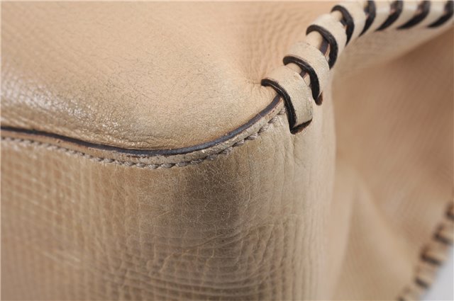 Authentic GUCCI Vintage Shoulder Hand Bag Leather Wood 106234 Beige Brown 9902D