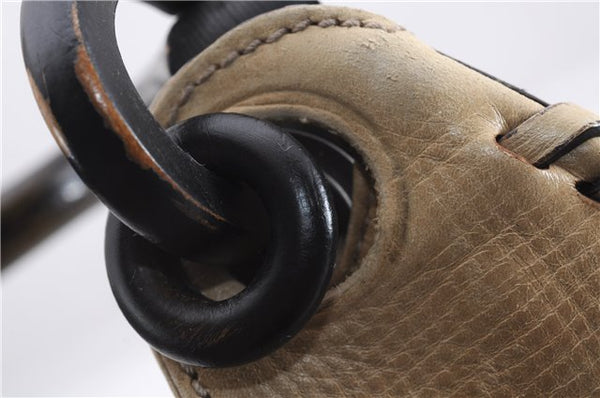 Authentic GUCCI Vintage Shoulder Hand Bag Leather Wood 106234 Beige Brown 9902D