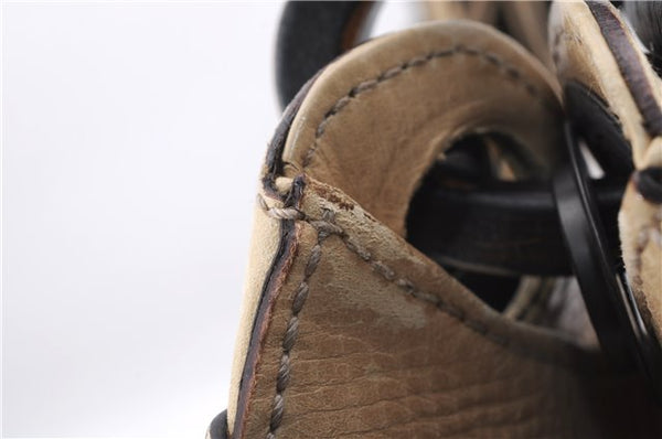 Authentic GUCCI Vintage Shoulder Hand Bag Leather Wood 106234 Beige Brown 9902D