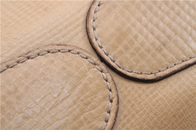 Authentic GUCCI Vintage Shoulder Hand Bag Leather Wood 106234 Beige Brown 9902D