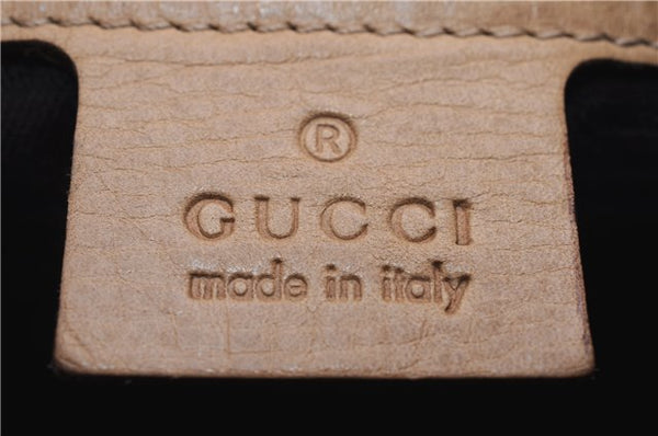 Authentic GUCCI Vintage Shoulder Hand Bag Leather Wood 106234 Beige Brown 9902D