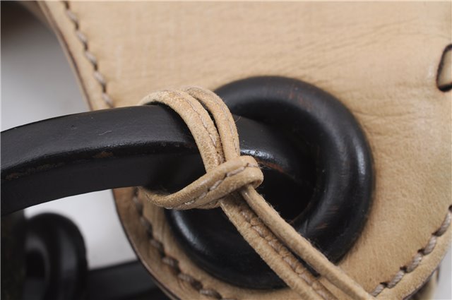 Authentic GUCCI Vintage Shoulder Hand Bag Leather Wood 106234 Beige Brown 9902D