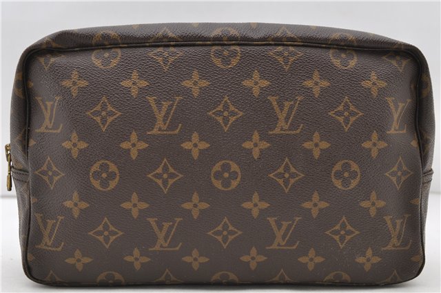 Auth Louis Vuitton Monogram Trousse Toilette 28 Clutch Hand Bag M47522 LV 9920C