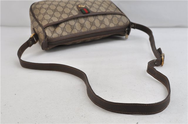 Auth GUCCI Web Sherry Line Shoulder Cross Body Bag GG PVC Leather Brown 9922C